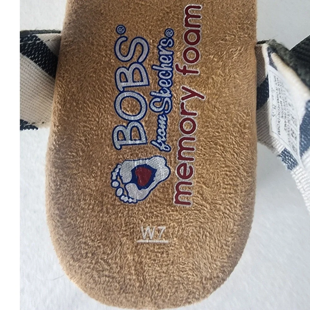 BOBS from Skechers Desert Kiss Olive Green Memory Foam Wedge Sandals Womens 7